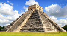 Chichen Itza. Chichen Itza and the Wall of Skulls (Tzompantli). Ruined ancient Mayan city of Chichen Itza located in southeastern Mexico. UNESCO World Heritage site.